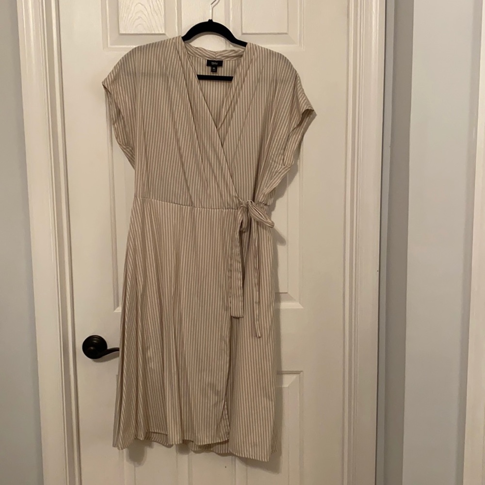 Target faux wrap dress with tan stripes